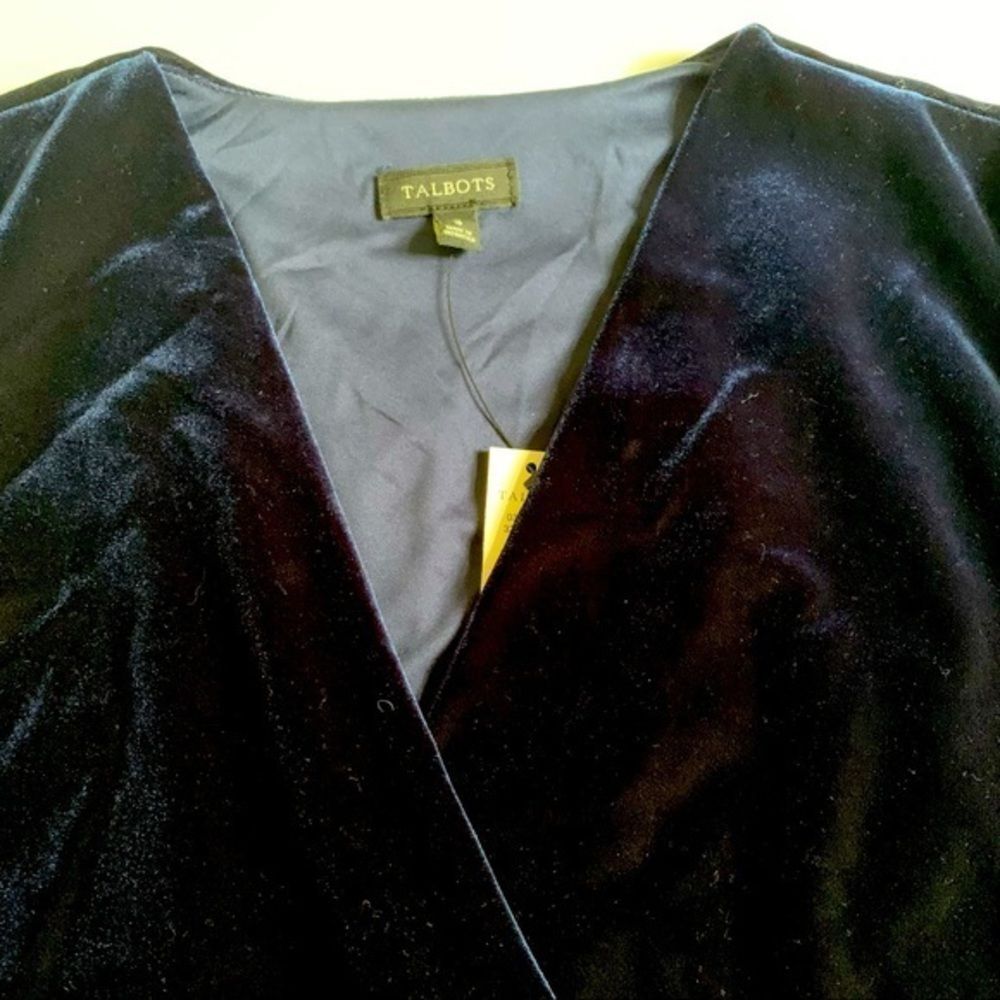 Talbots Stretch Blue velvet Dress Sz S - Picture 4 of 6